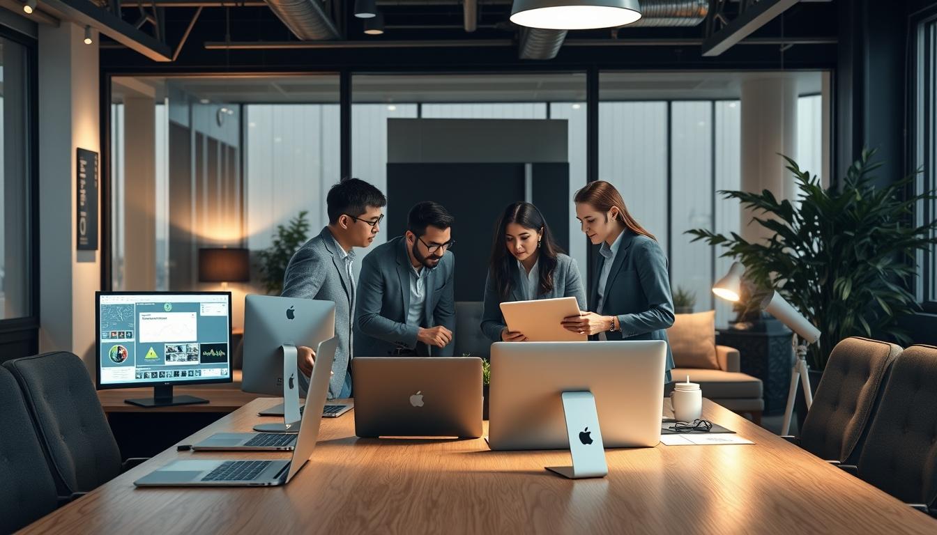 Business software development team collaboration